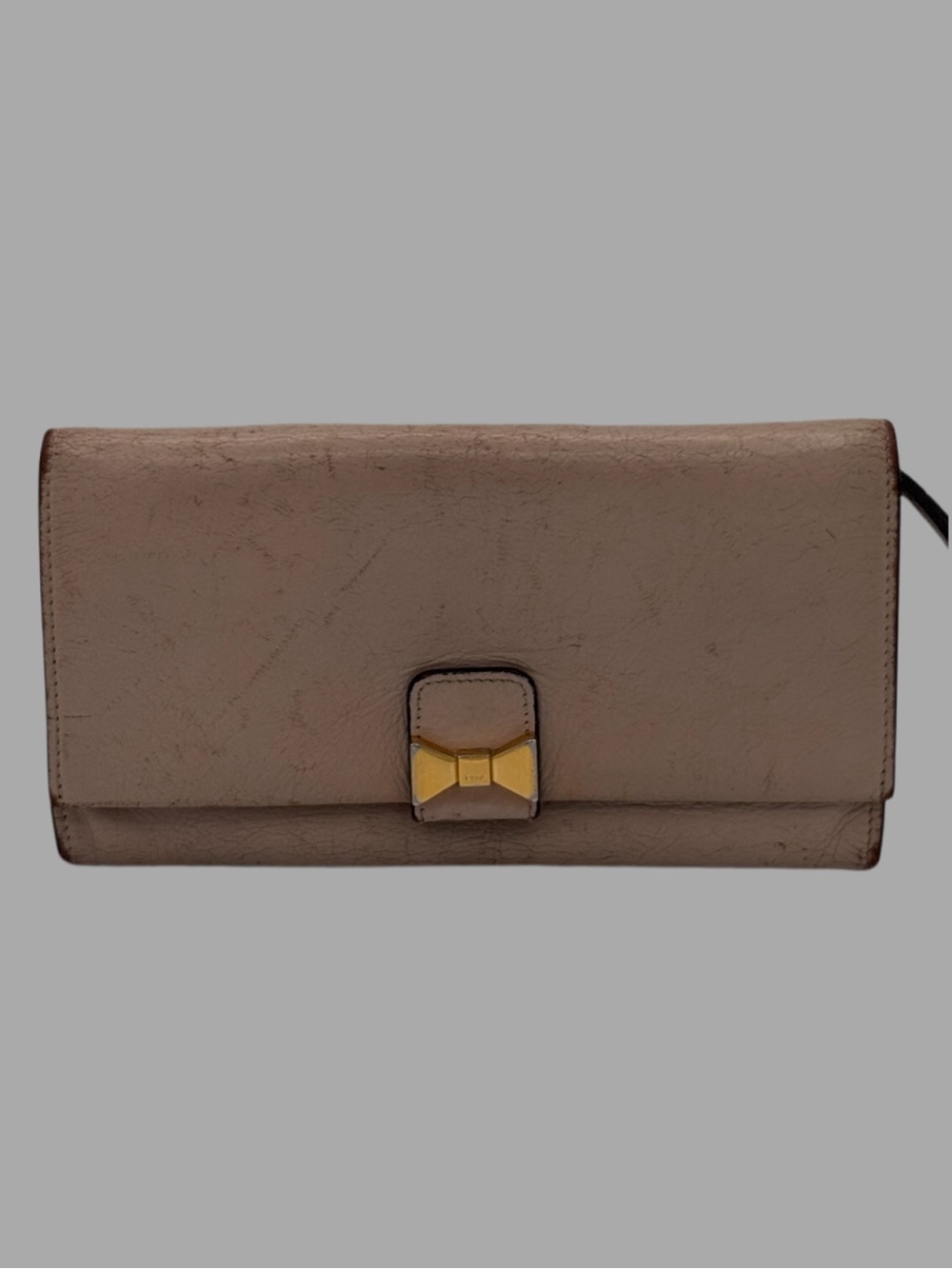 Chloé bow long leather wallet beige